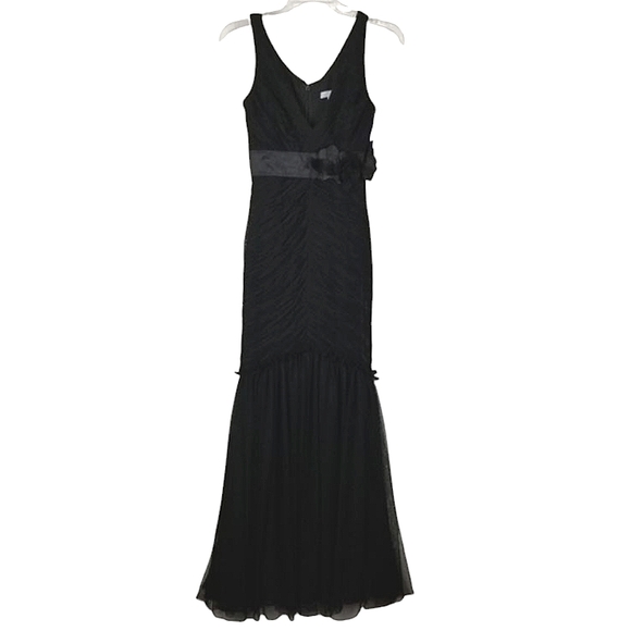 Vera Wang Black Evening Gown Size 0 Sleeveless Whimsigoth Fairy Glamorous Fitted - Picture 1 of 16